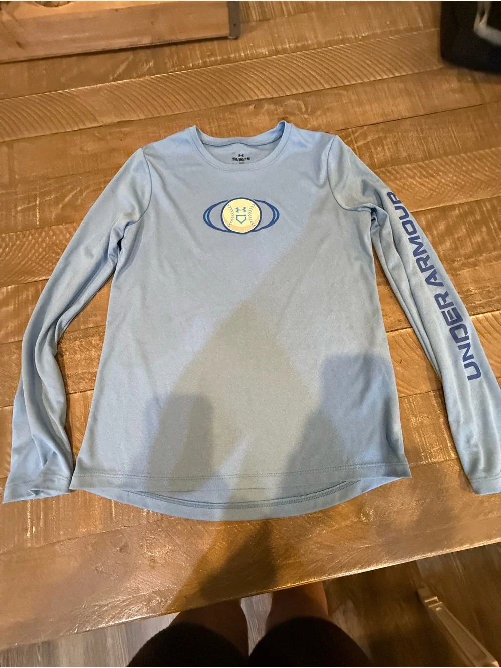 Under Armour Light Blue Long-Sleeve Performance Tee with Sleeve Logo